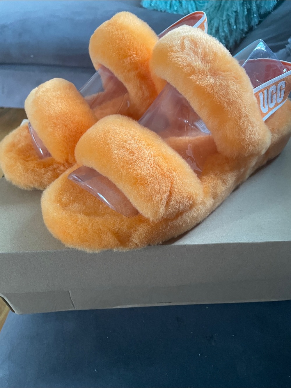 UGG Plush Orange Slide Sandals